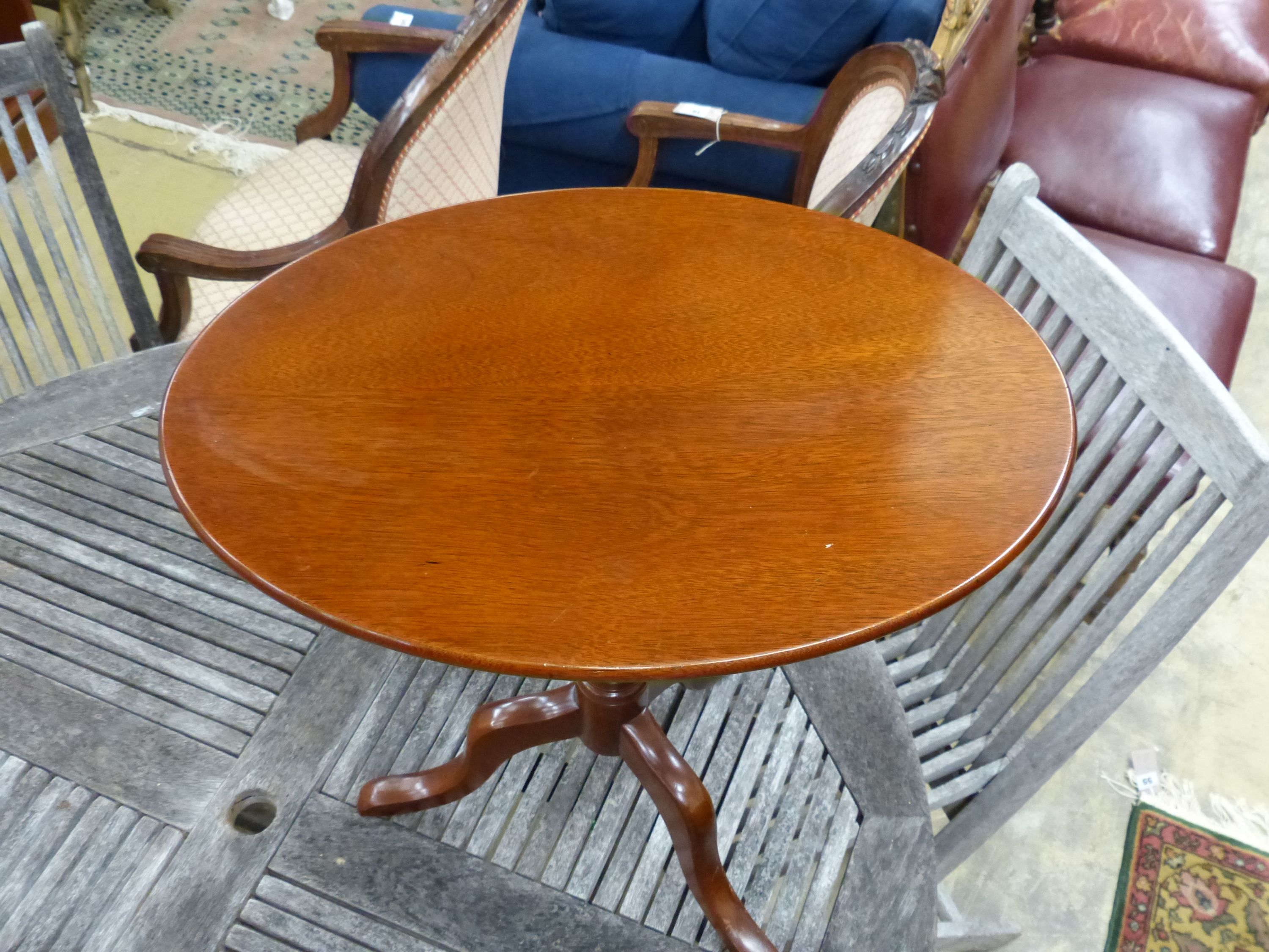 A 19th century style mahogany tilt top occasional table, 55cm